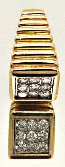 MEN'S 14 KT GOLD DIAMOND RING.