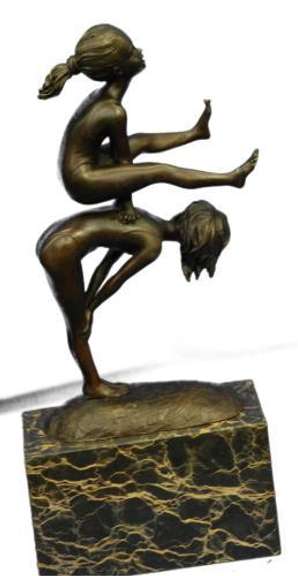 Kids Playing Leap Frog Bronze Sculpture