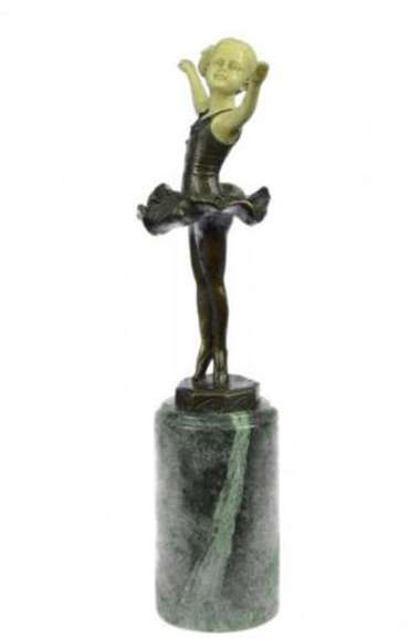 Young Girl Ballerina Bronze Sculpture on Marble Base