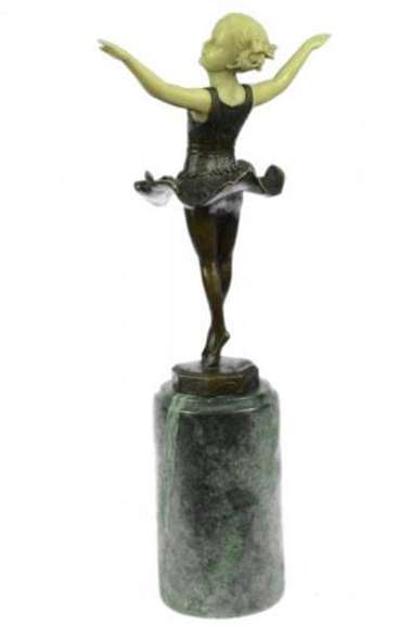 Young Girl Ballerina Bronze Sculpture on Marble Base