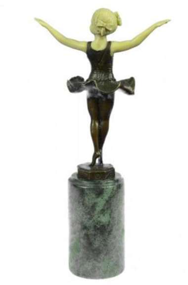 Young Girl Ballerina Bronze Sculpture on Marble Base