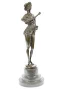 Woman Musician Bronze Sculpture