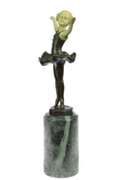 Young Girl Ballerina Bronze Sculpture on Marble Base