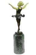Young Girl Ballerina Bronze Sculpture on Marble Base