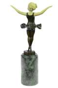 Young Girl Ballerina Bronze Sculpture on Marble Base