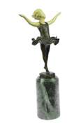 Young Girl Ballerina Bronze Sculpture on Marble Base