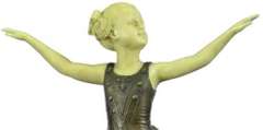 Young Girl Ballerina Bronze Sculpture on Marble Base