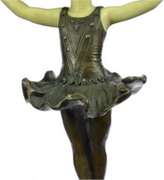 Young Girl Ballerina Bronze Sculpture on Marble Base