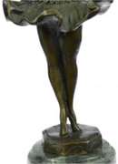 Young Girl Ballerina Bronze Sculpture on Marble Base