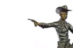 Cowboy Charges Bronze Sculpture Statue Marble Base