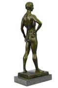 Athletic Roman God Bronze Sculpture on Marble