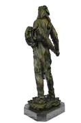 Indian Chief with Shield & Gun Full Headdress Bronze
