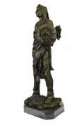 Indian Chief with Shield & Gun Full Headdress Bronze