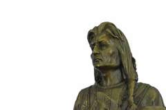 Indian Chief with Shield & Gun Full Headdress Bronze