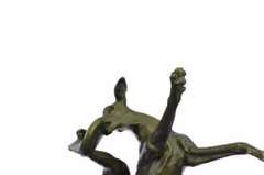 Young Frisky Pup With Frisbee Bronze Sculpture