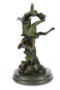 Young Frisky Pup With Frisbee Bronze Sculpture