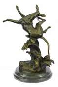Young Frisky Pup With Frisbee Bronze Sculpture