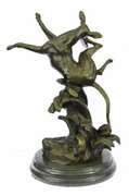 Young Frisky Pup With Frisbee Bronze Sculpture