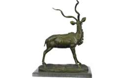 Elk Buck Stag Deer Bronze Sculpture on Marble Base