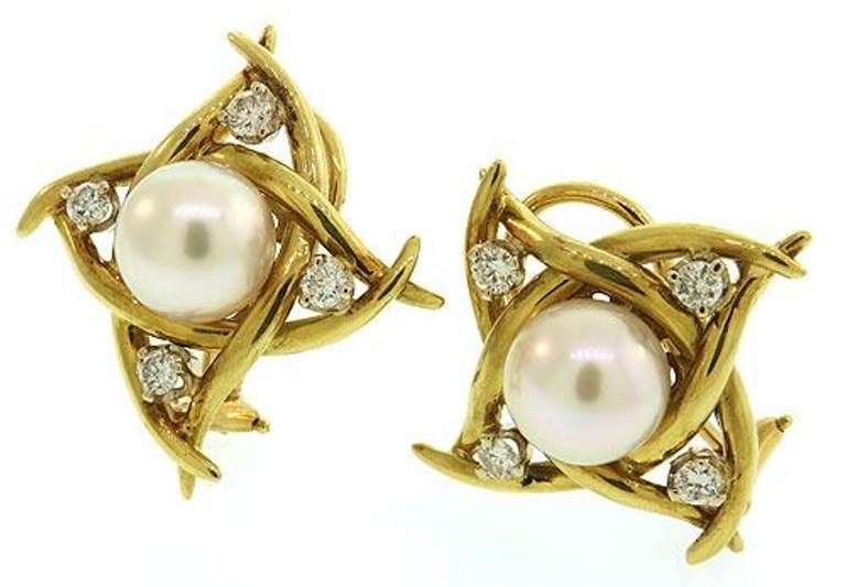 Romantic Pearl and Diamond Earrings