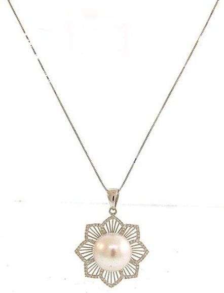 Rich Diamond Flower Design Pendant Necklace