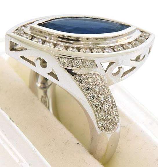 Marquise Sapphire Ring with Diamonds