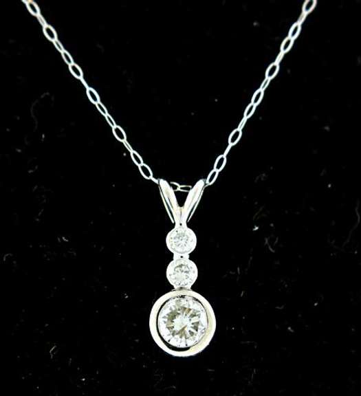 Bezel Set Diamond Trio Pendant Necklace