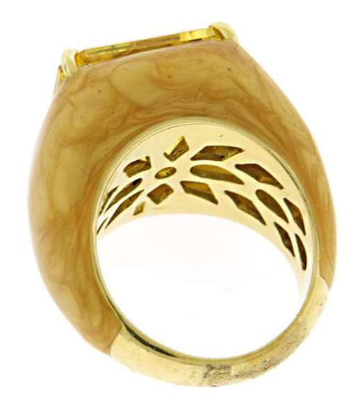 Enamel Ring in 18K with Yellow Cubic Zirconia