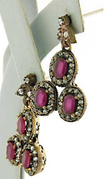 Ruby & CZ Dangle Earrings