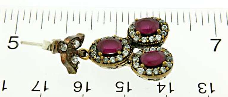 Ruby & CZ Dangle Earrings