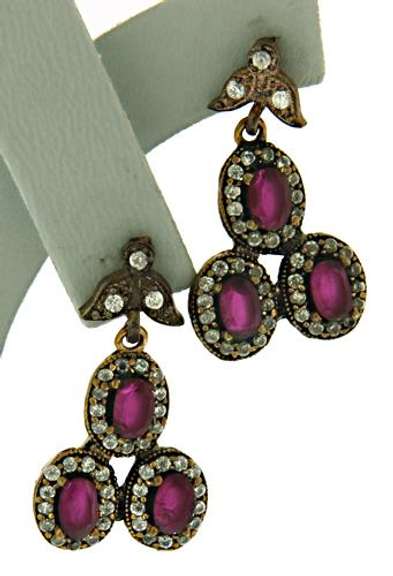Ruby & CZ Dangle Earrings