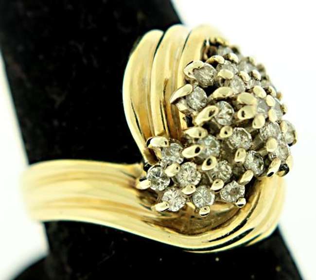 Multi Diamond Waterfall Bypass Ring in 14K