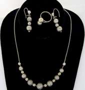 Necklace, Earrings, & Ring Set, Silver
