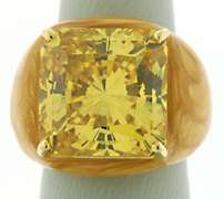 Enamel Ring in 18K with Yellow Cubic Zirconia