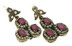 Ruby & CZ Dangle Earrings