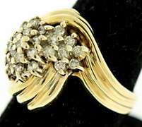 Multi Diamond Waterfall Bypass Ring in 14K