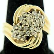 Multi Diamond Waterfall Bypass Ring in 14K