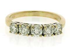 Classic 5 Stone Diamond Band in 14K 2 Tone