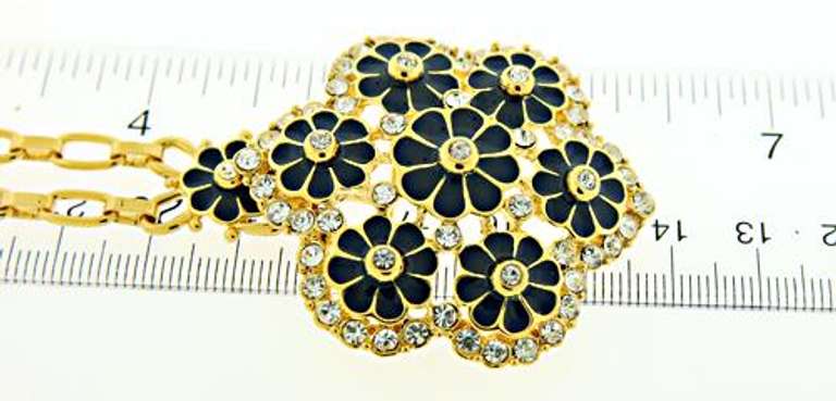 Breathtaking JBK Blue and White CZ Flower Pendant Necklace