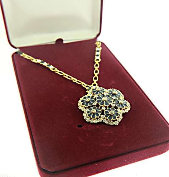 Breathtaking JBK Blue and White CZ Flower Pendant Necklace