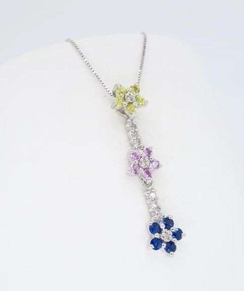 Rainbow Sapphire & Diamond Necklace