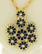 Breathtaking JBK Blue and White CZ Flower Pendant Necklace