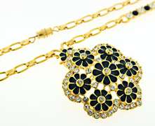 Breathtaking JBK Blue and White CZ Flower Pendant Necklace