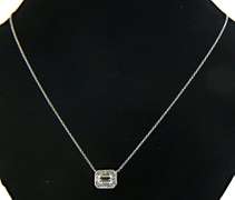 Gorgeous Diamond Baguette Halo Necklace in 18K