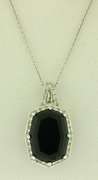 Flattering Black Spinel & Diamond Pendant Necklace