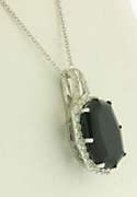 Flattering Black Spinel & Diamond Pendant Necklace