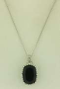 Flattering Black Spinel & Diamond Pendant Necklace