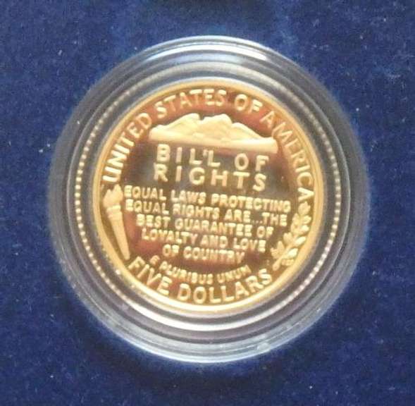 3 Piece 1993 Bill Of Rights Set With Gold $5