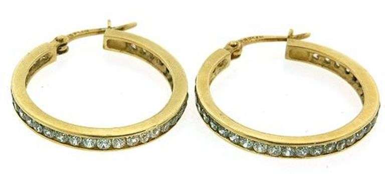 CZ Hoop Earrings in 14K