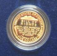 3 Piece 1993 Bill Of Rights Set With Gold $5